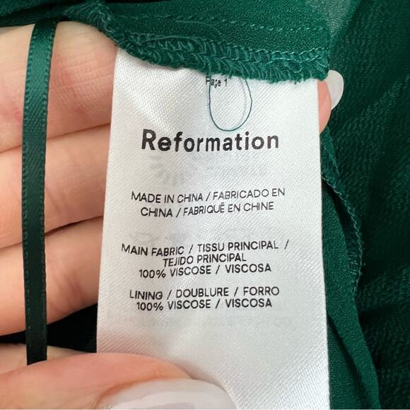 NWT Reformation Petites Winslow Dress Emerald sz SP Boho Jewel Tone Earthy - Picture 7 of 10